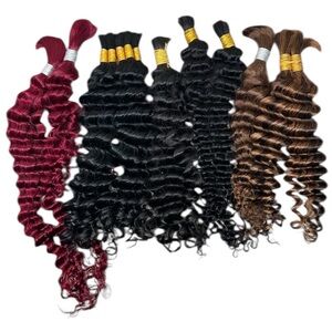 Human Hair Deep Wave Bulk Boho Braiding Hair Bundle